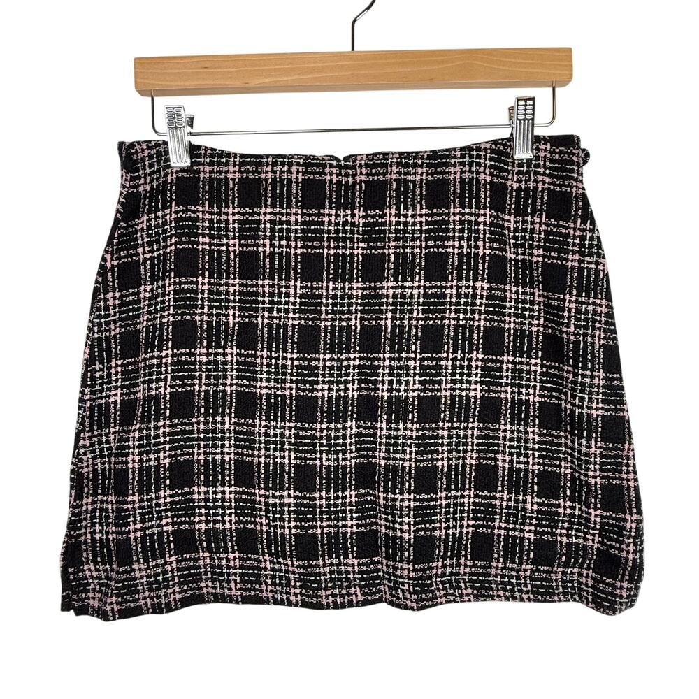 NWT No Boundaries Black & Pink Boucle Mini Skirt 9